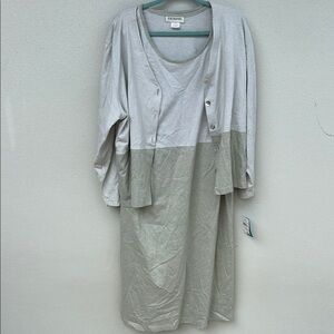 NWT C.D. Daniels Green White Maxi Dress with Cardigan. Size 2X